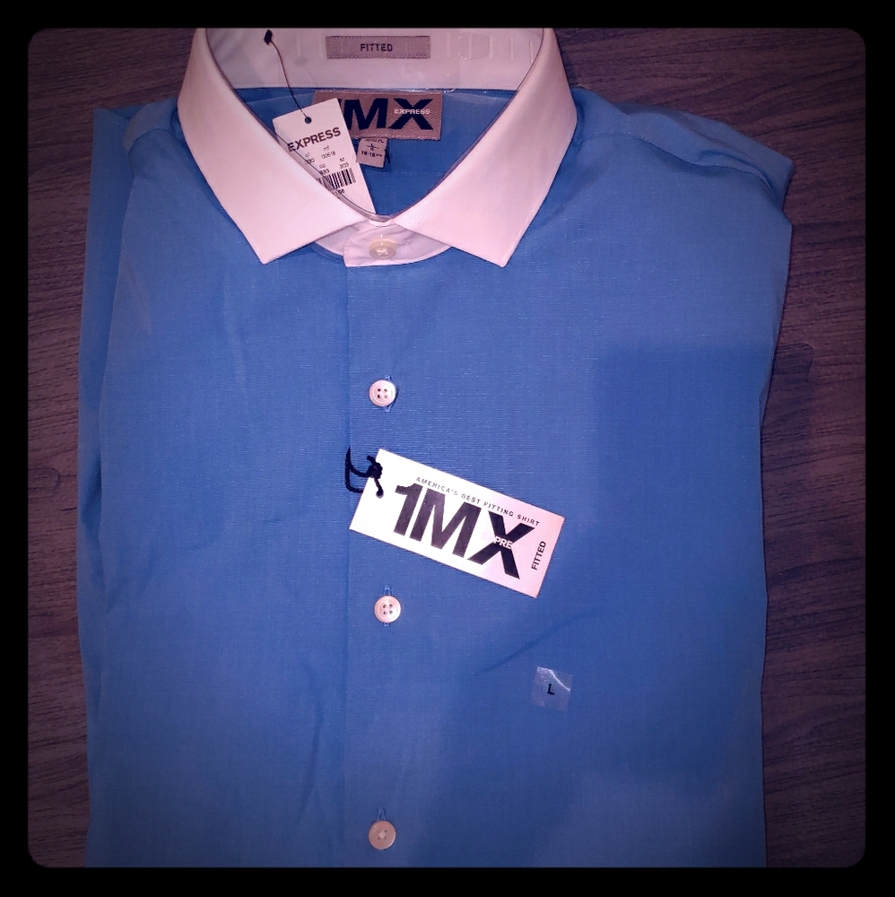 MEN'S EXPRESS FITTED 1MX Button Down Dress Shirt